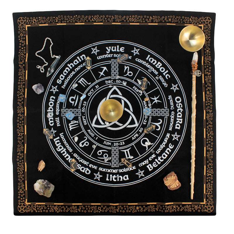 Reikistal Altar Cloth Pagan Wheel Witchcraft Alter Tarot Spread Top Cloth Wiccan Square Spiritual