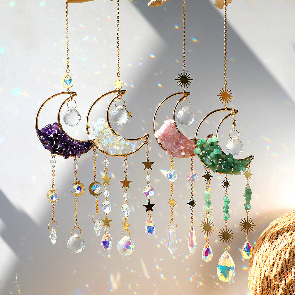 Reikistal Moon Catcher Crystal Wind Chime Home Decor