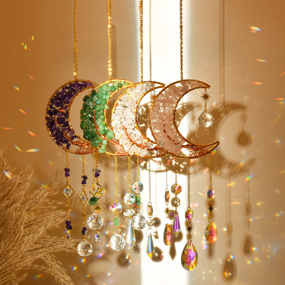 Reikistal Moon Catcher Crystal Wind Chime Home Decor