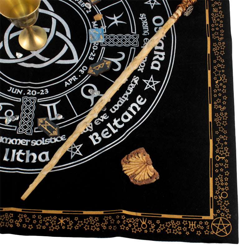 Reikistal Altar Cloth Pagan Wheel Witchcraft Alter Tarot Spread Top Cloth Wiccan Square Spiritual