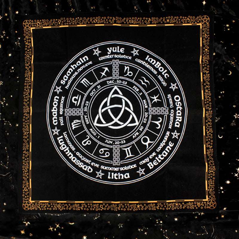 Reikistal Altar Cloth Pagan Wheel Witchcraft Alter Tarot Spread Top Cloth Wiccan Square Spiritual