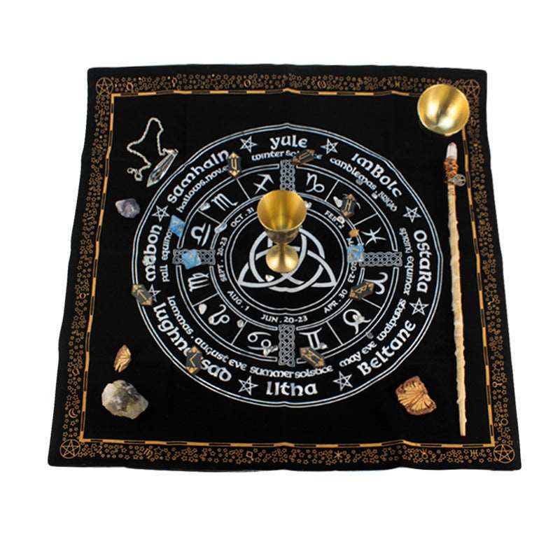 Reikistal Altar Cloth Pagan Wheel Witchcraft Alter Tarot Spread Top Cloth Wiccan Square Spiritual