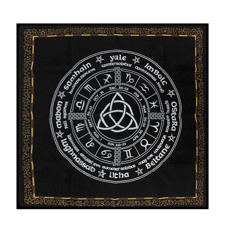 Reikistal Altar Cloth Pagan Wheel Witchcraft Alter Tarot Spread Top Cloth Wiccan Square Spiritual