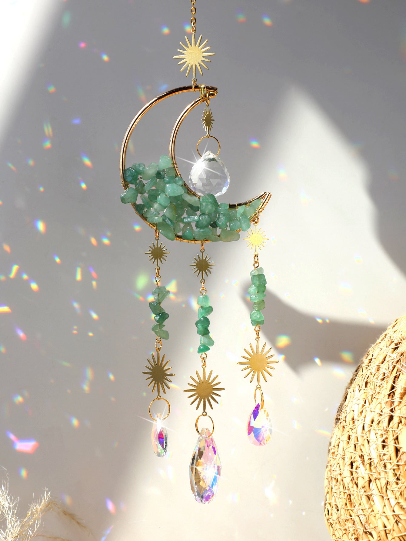 Reikistal Moon Catcher Crystal Wind Chime Home Decor