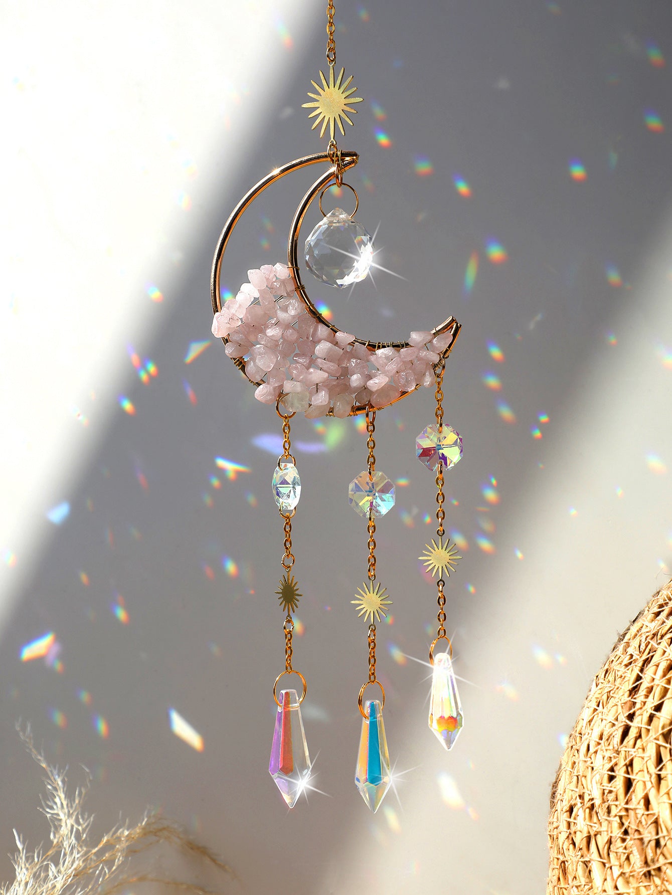 Reikistal Moon Catcher Crystal Wind Chime Home Decor