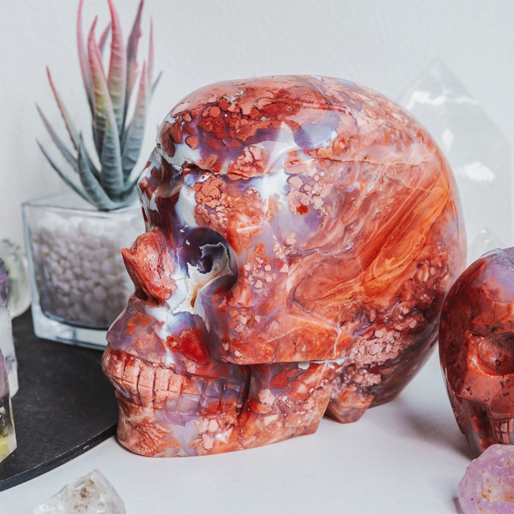 Reikistal Pink Agate Skull