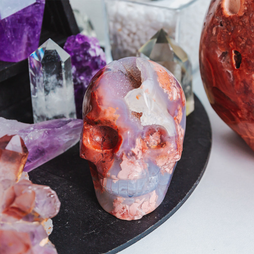 Reikistal Pink Agate Skull