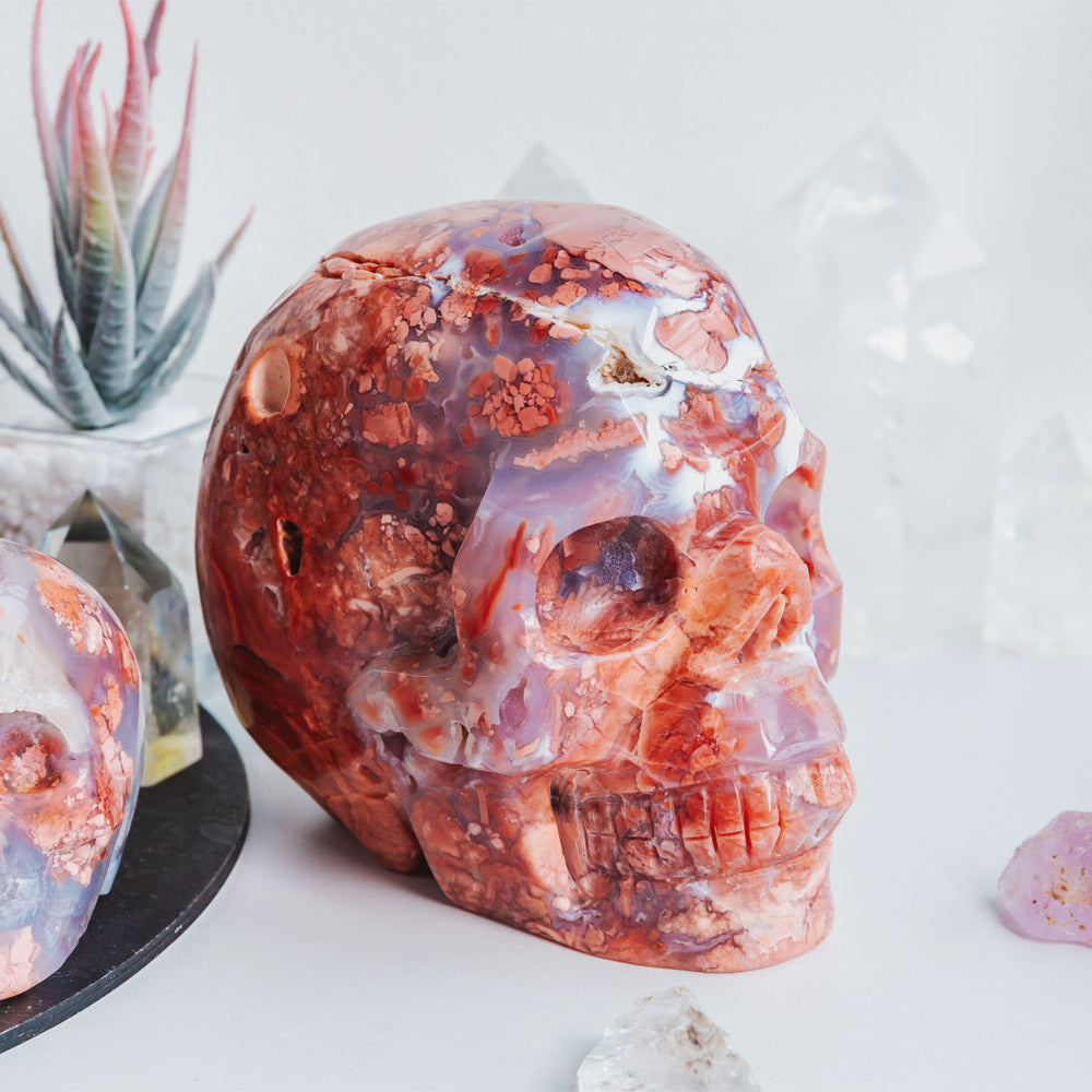Reikistal Pink Agate Skull