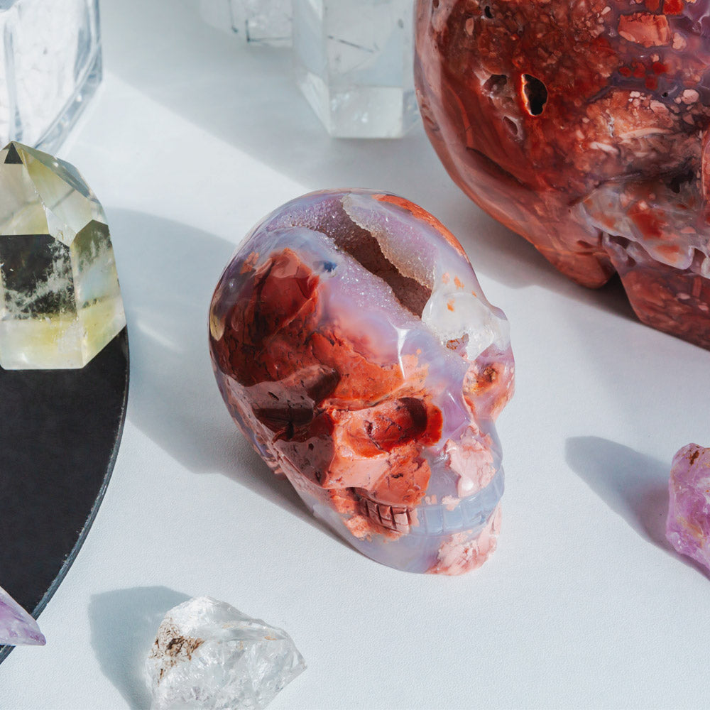 Reikistal Pink Agate Skull