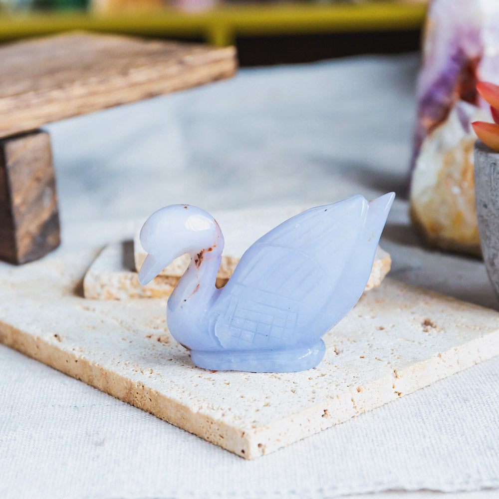 Reikistal Blue Chalcedony Swan