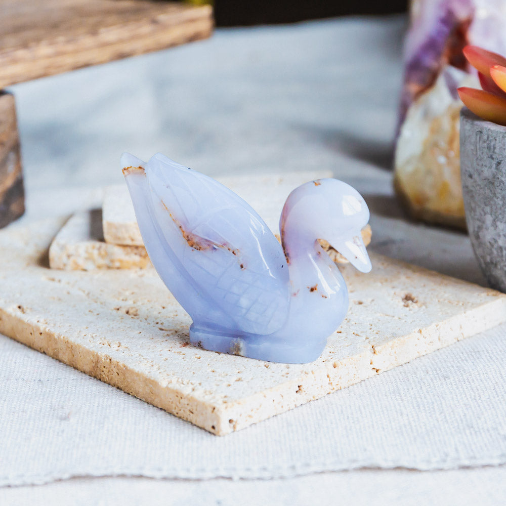 Reikistal Blue Chalcedony Swan