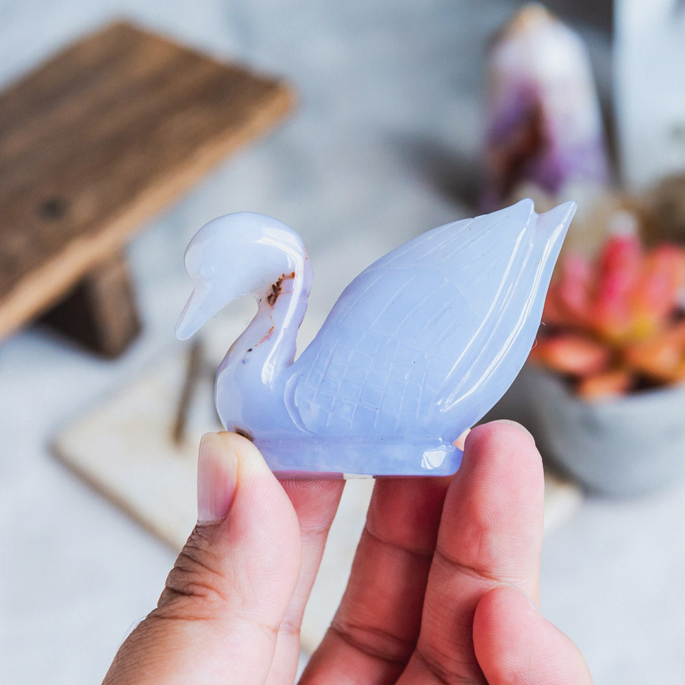 Reikistal Blue Chalcedony Swan