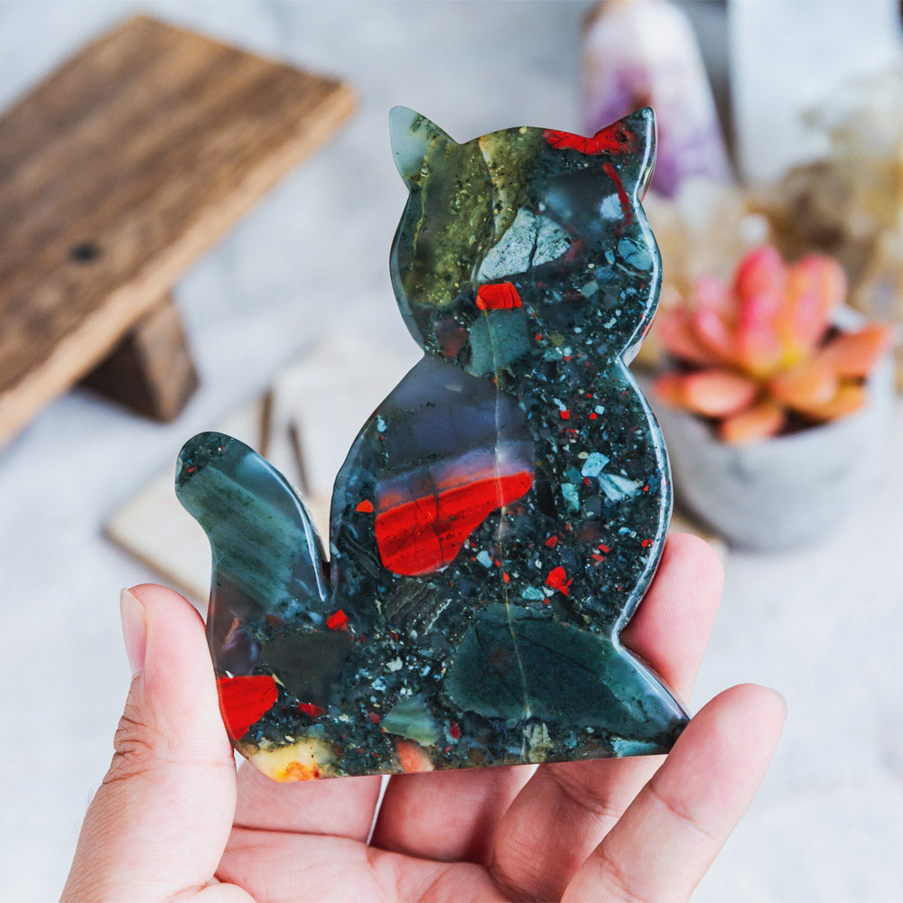 Reikistal Africa Blood Stone Cat Slice