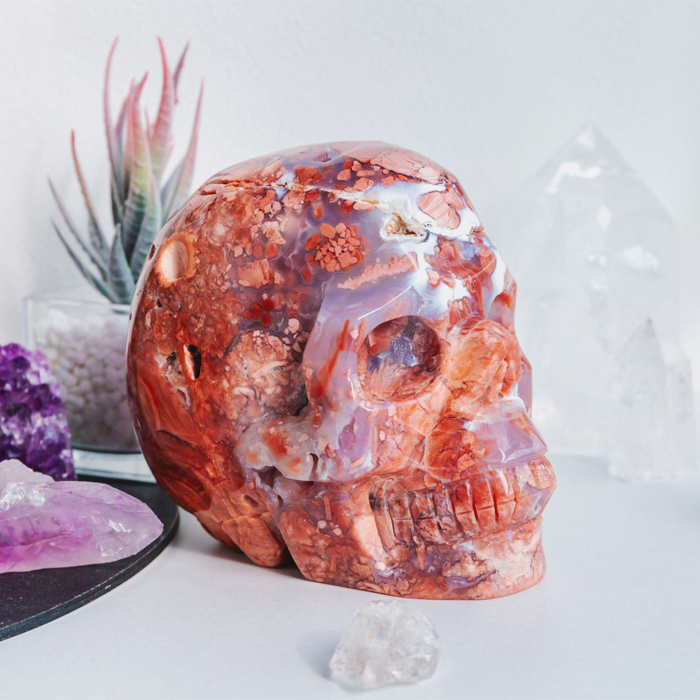 Reikistal Pink Agate Skull