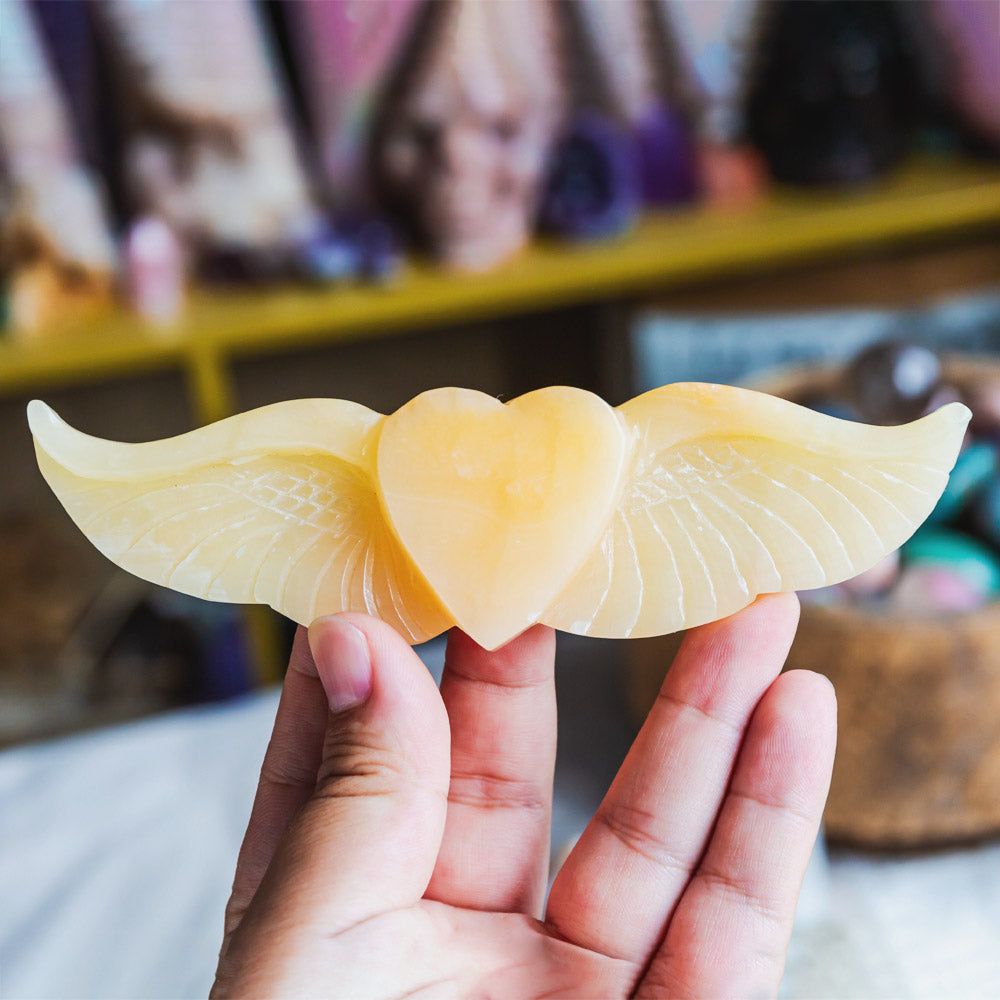 Reikistal Orange Calcite Heart With Wings