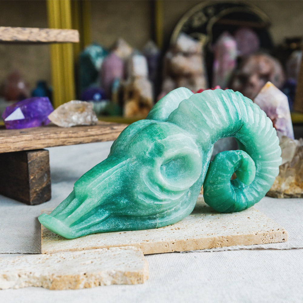 Reikistal Green Aventurine Sheep Head