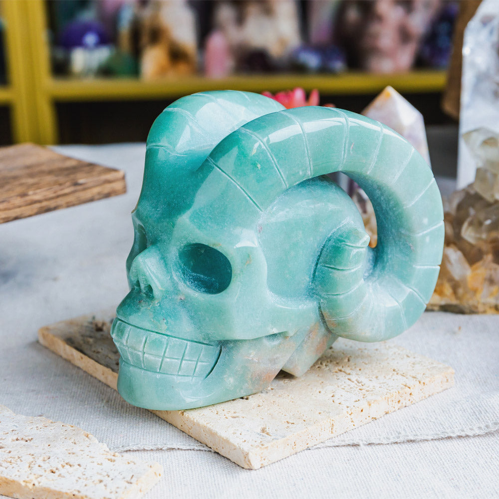 Reikistal Green Aventurine Sheep Skull