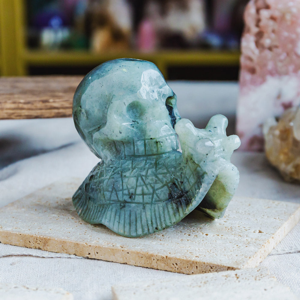 Reikistal Labradorite Skull With Snail