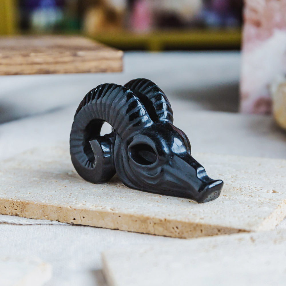 Reikistal Black Obsidian 3'' Sheep Head