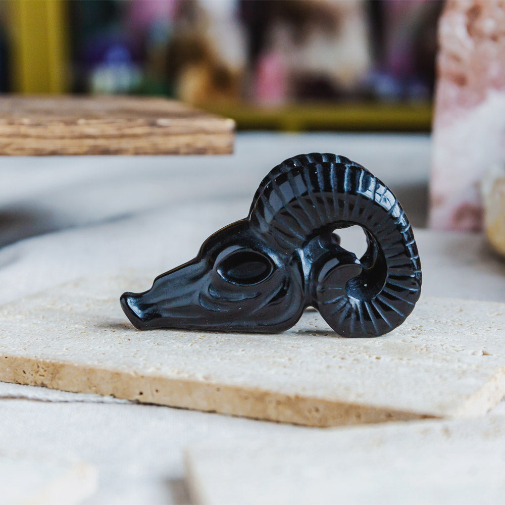 Reikistal Black Obsidian 3'' Sheep Head