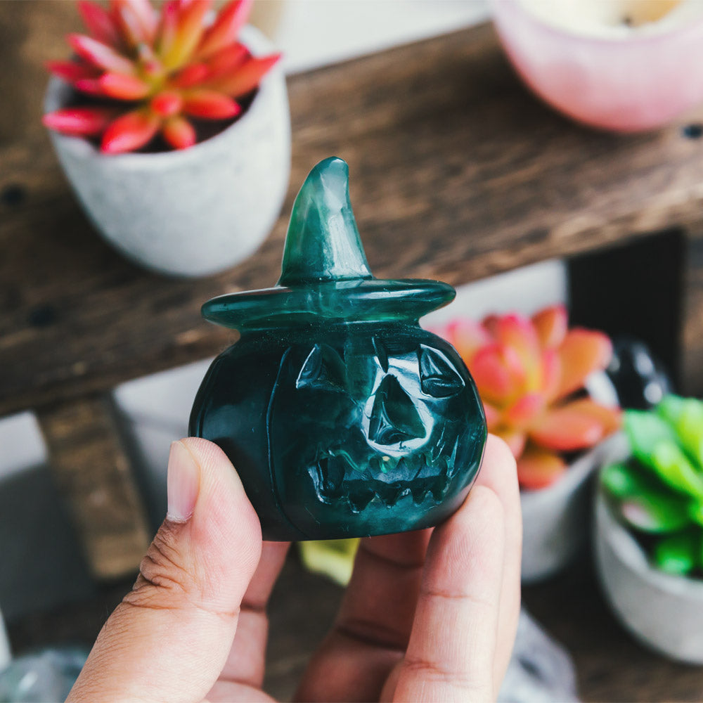 Reikistal Green Fluorite Pumpkin
