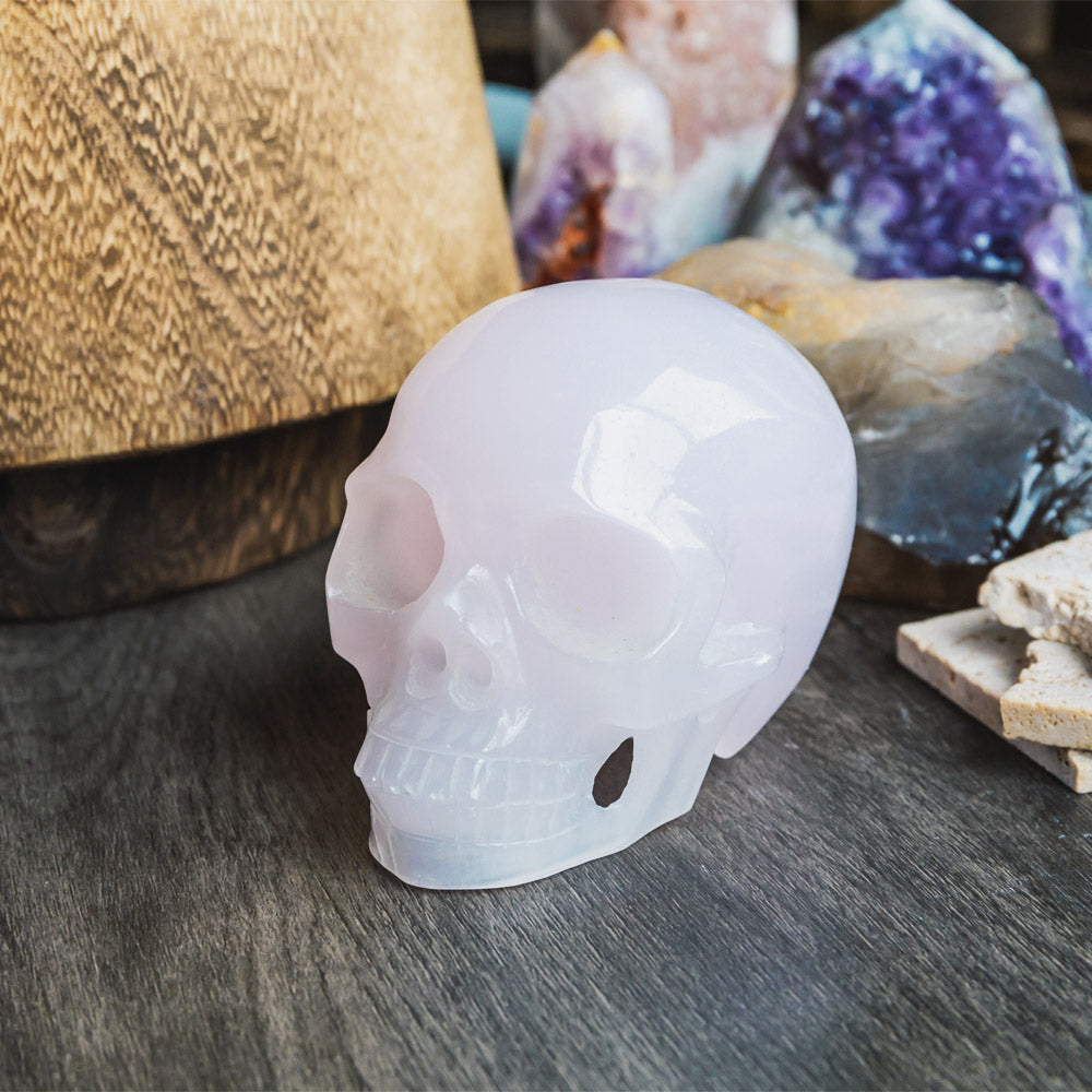 Reikistal Pink Calcite Hollow Out Skull