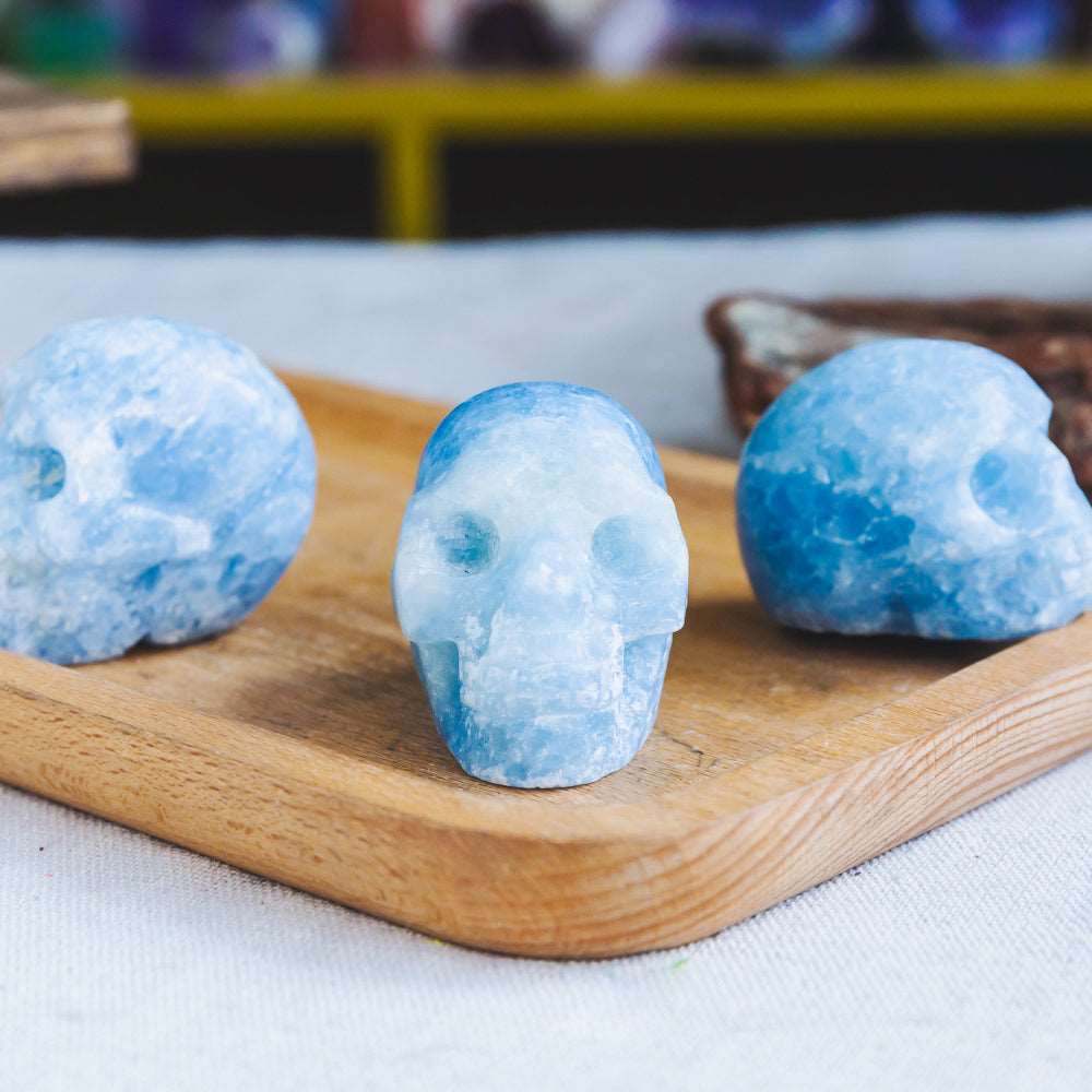 Reikistal 2'' Blue Calcite Skull
