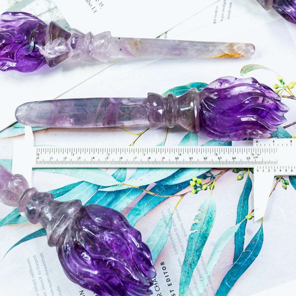 Reikistal Amethyst Nine Tailed Fox Magic Wand