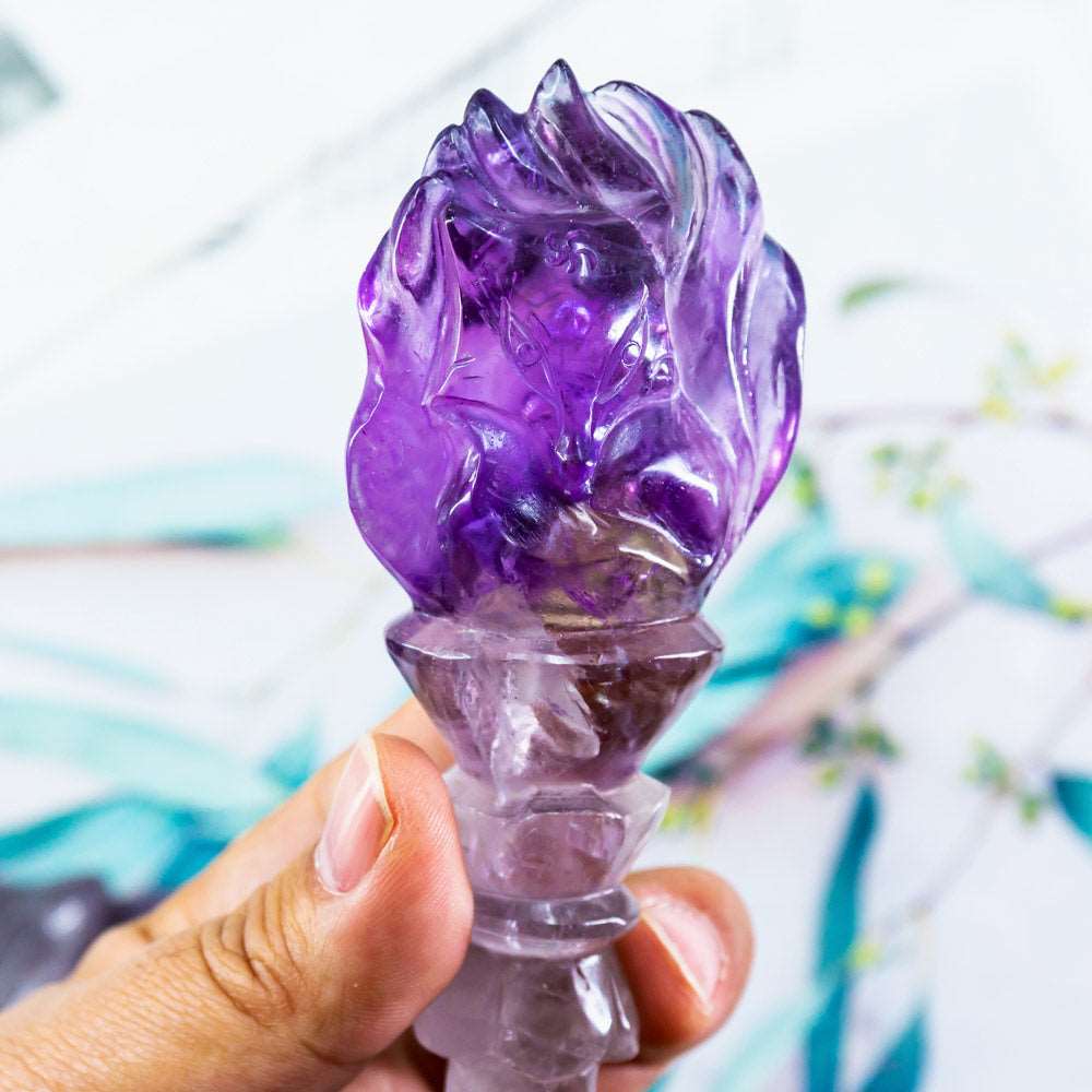 Reikistal Amethyst Nine Tailed Fox Magic Wand