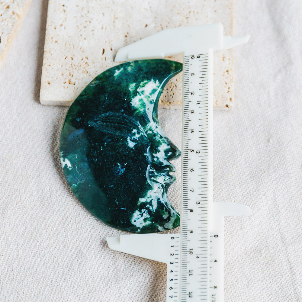 Reikistal Moss Agate Moon Face