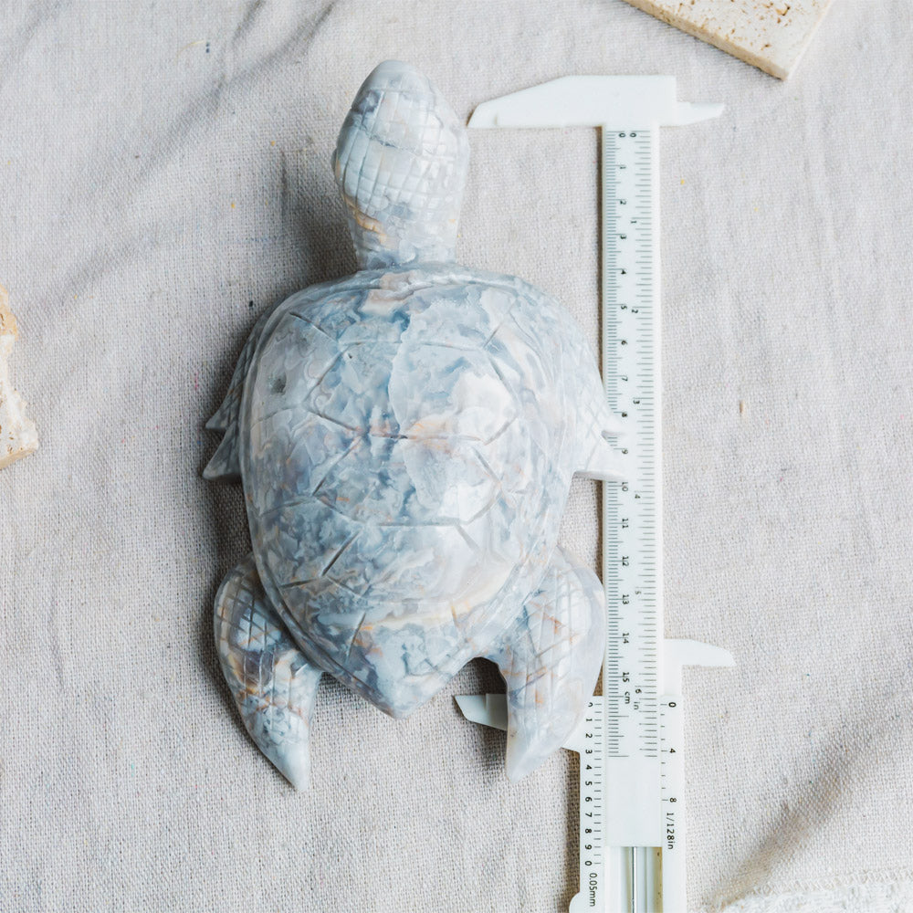 Reikistal White Crazy Lace Agate Turtle