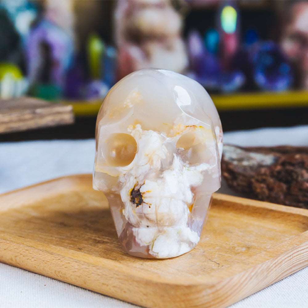 Reikistal 4'' Flower Agate Skull