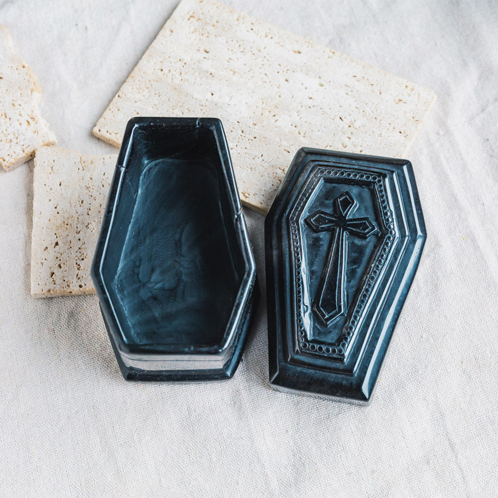 Reikistal Silver Sheen Obsidian Coffin