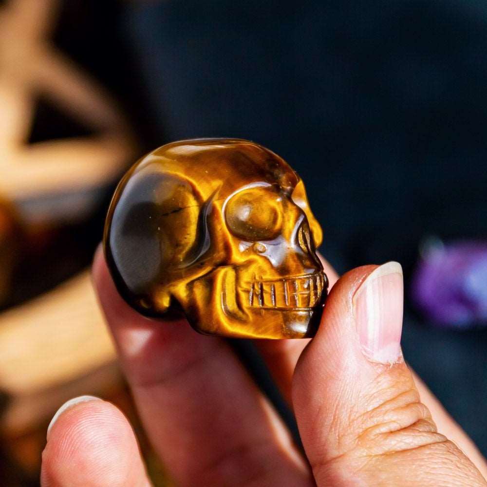 Reikistal 1.5” Tigers eye Skull