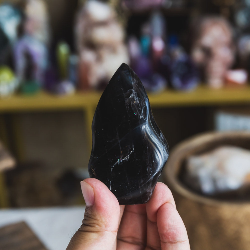 Reikistal Black Rose Quartz Flame