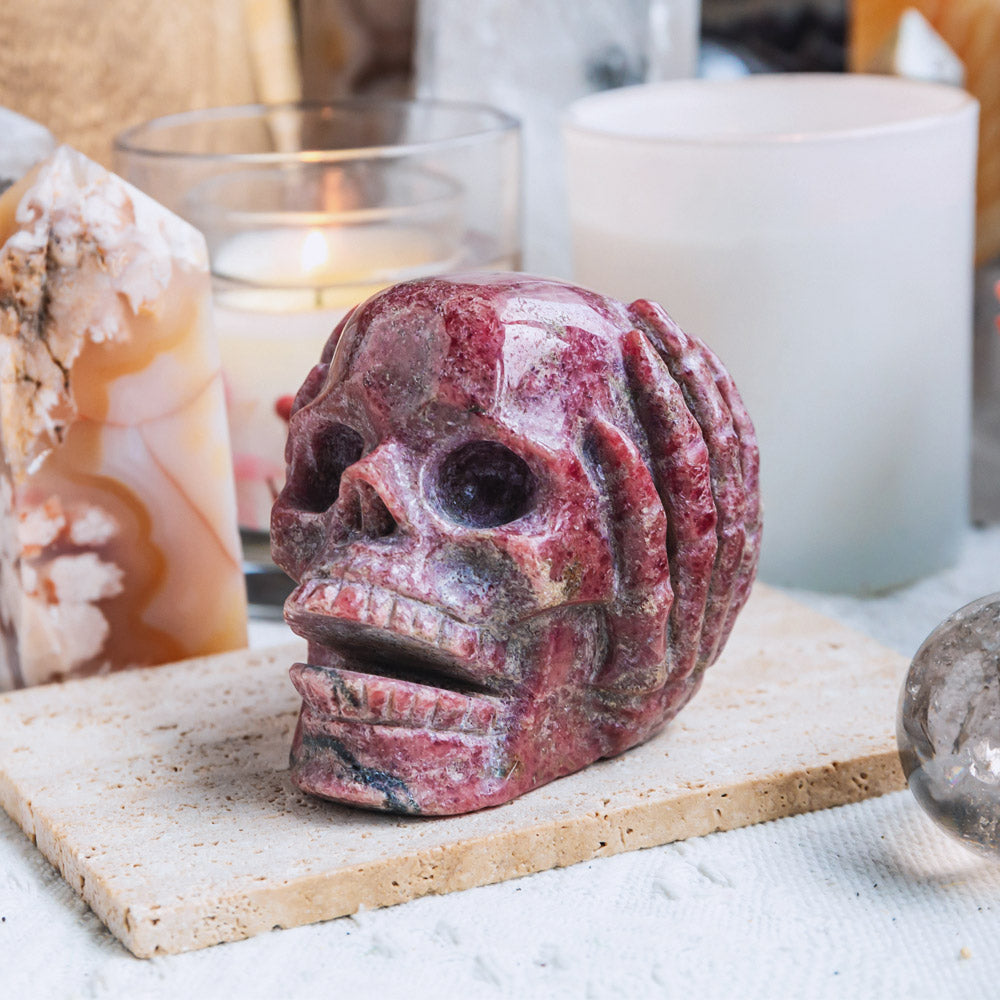 Reikistal Rhodonite Skull (Hear no evil)