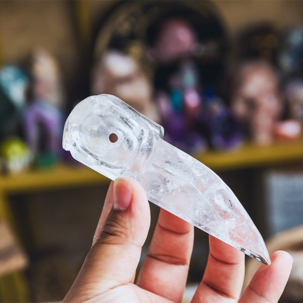 Reikistal Clear Quartz Raven Skull