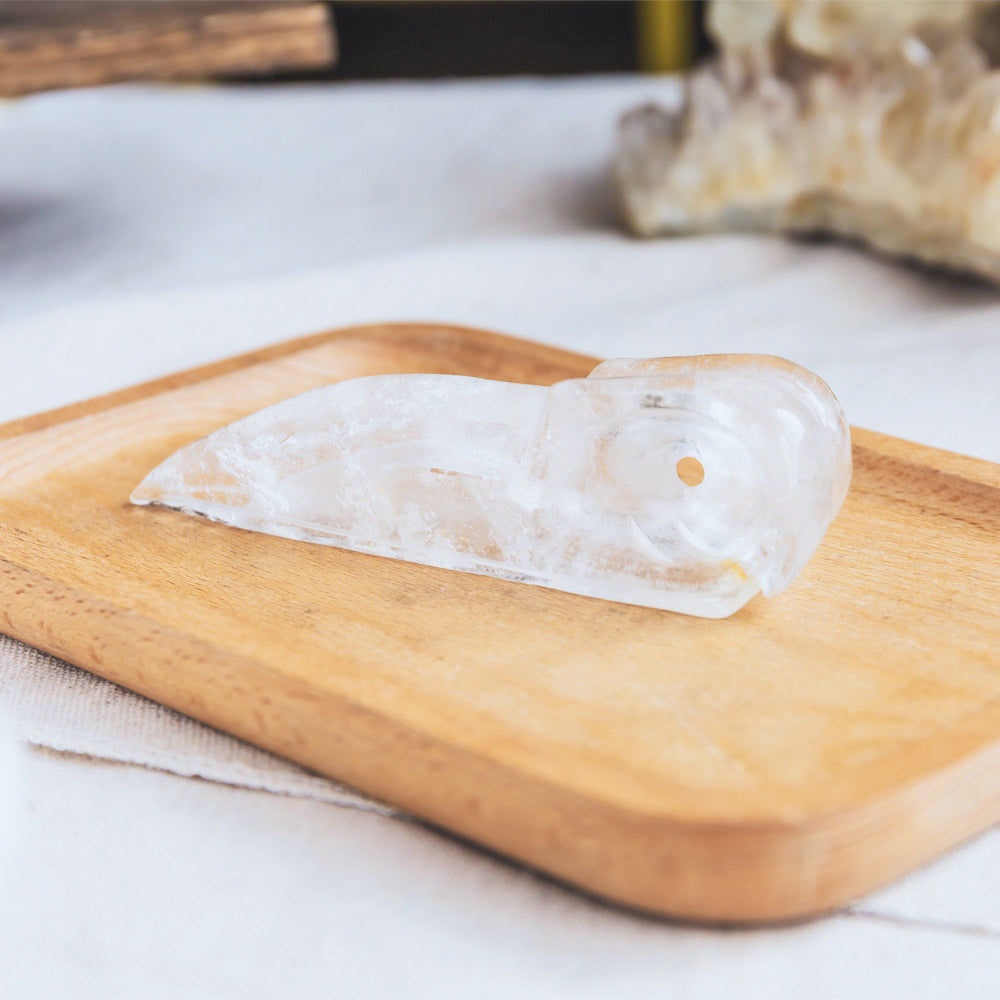 Reikistal Clear Quartz Raven Skull