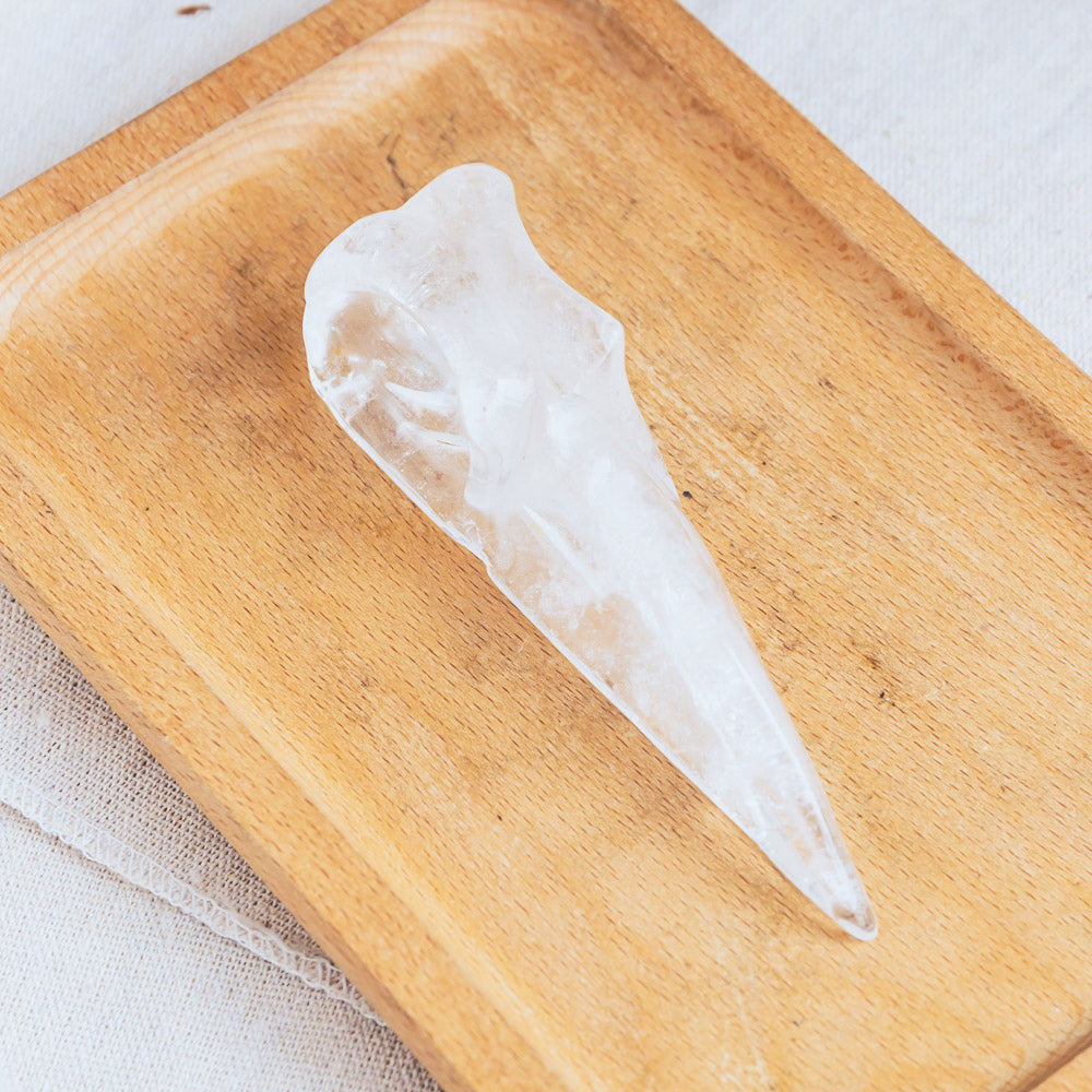 Reikistal Clear Quartz Raven Skull