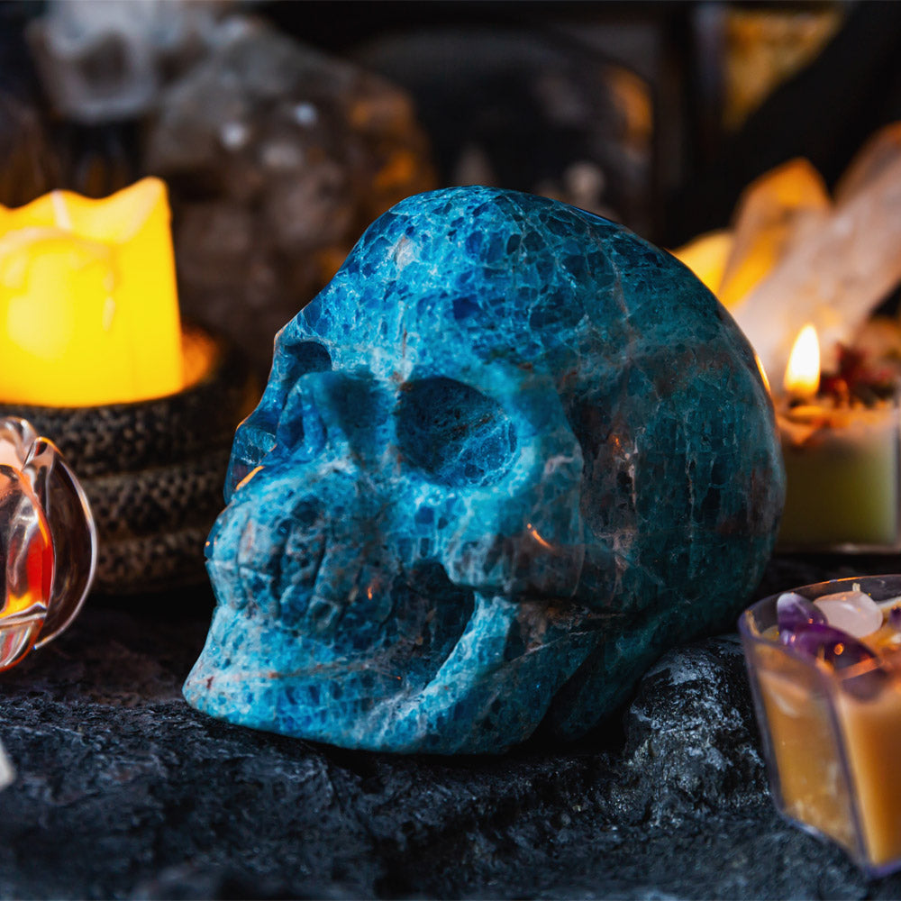 Reikistal Blue Apatite Skull