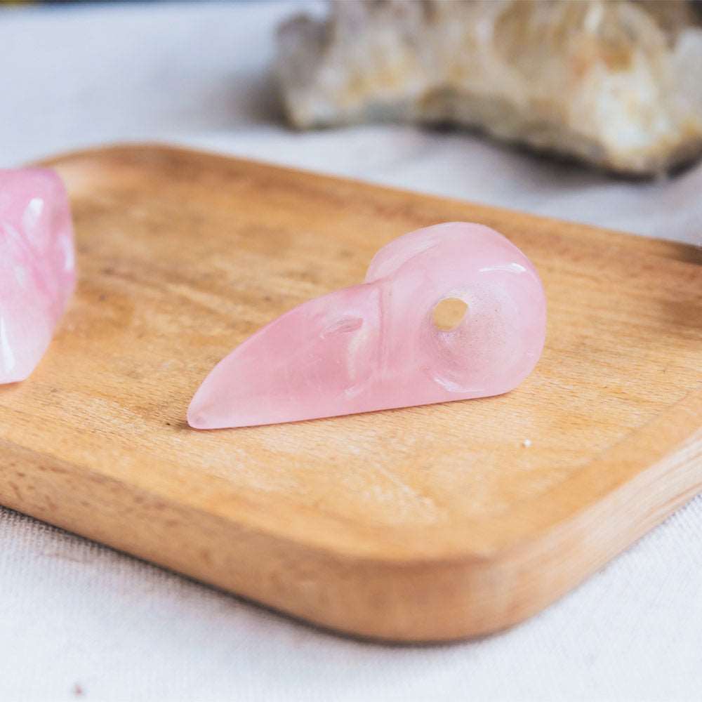 Reikistal 2'' Rose Quartz Raven Skull