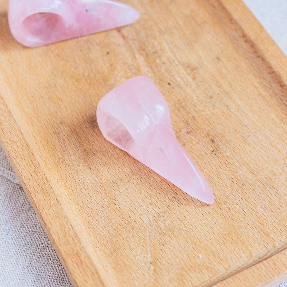 Reikistal 2'' Rose Quartz Raven Skull