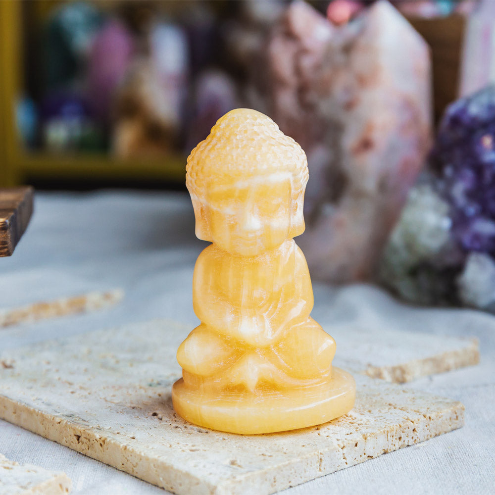 Reikistal Orange Calcite Baby Buddha