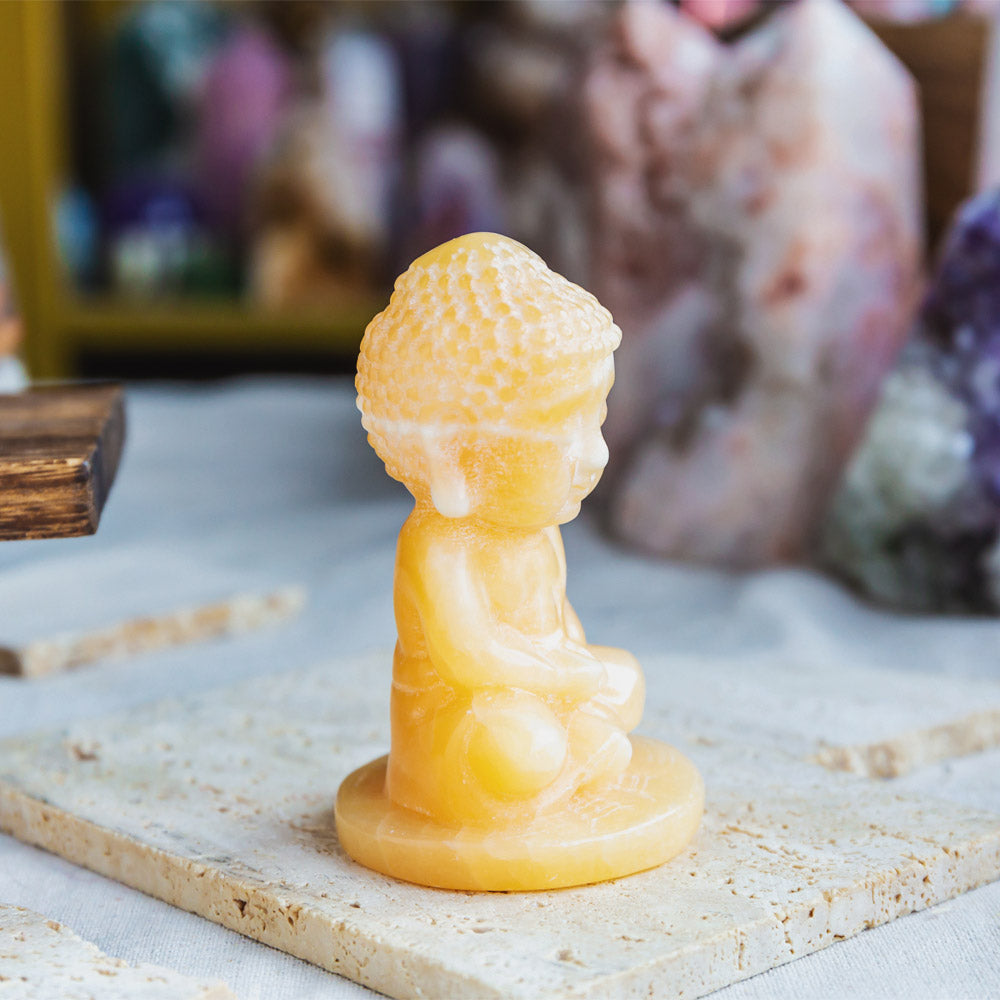 Reikistal Orange Calcite Baby Buddha