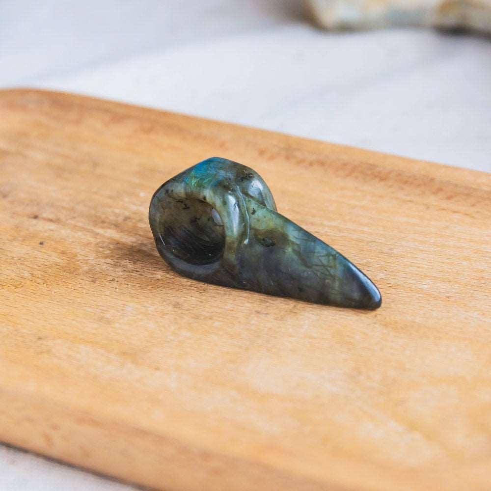 Reikistal 2'' Labradorite Raven Skull