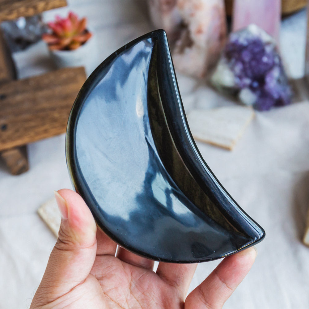 Reikistal Golden Sheen Obsidian Moon Bowl