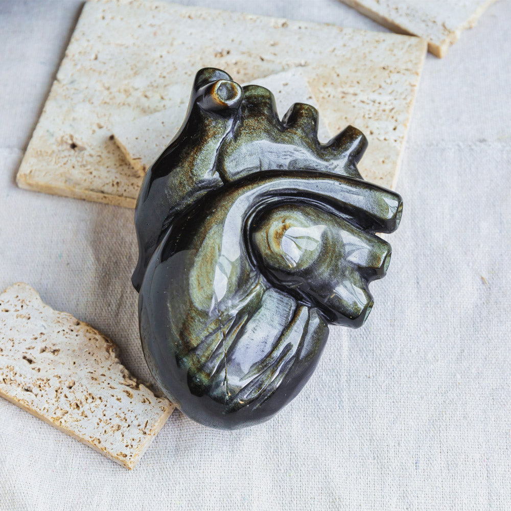 Reikistal Golden Sheen Obsidian Human Heart