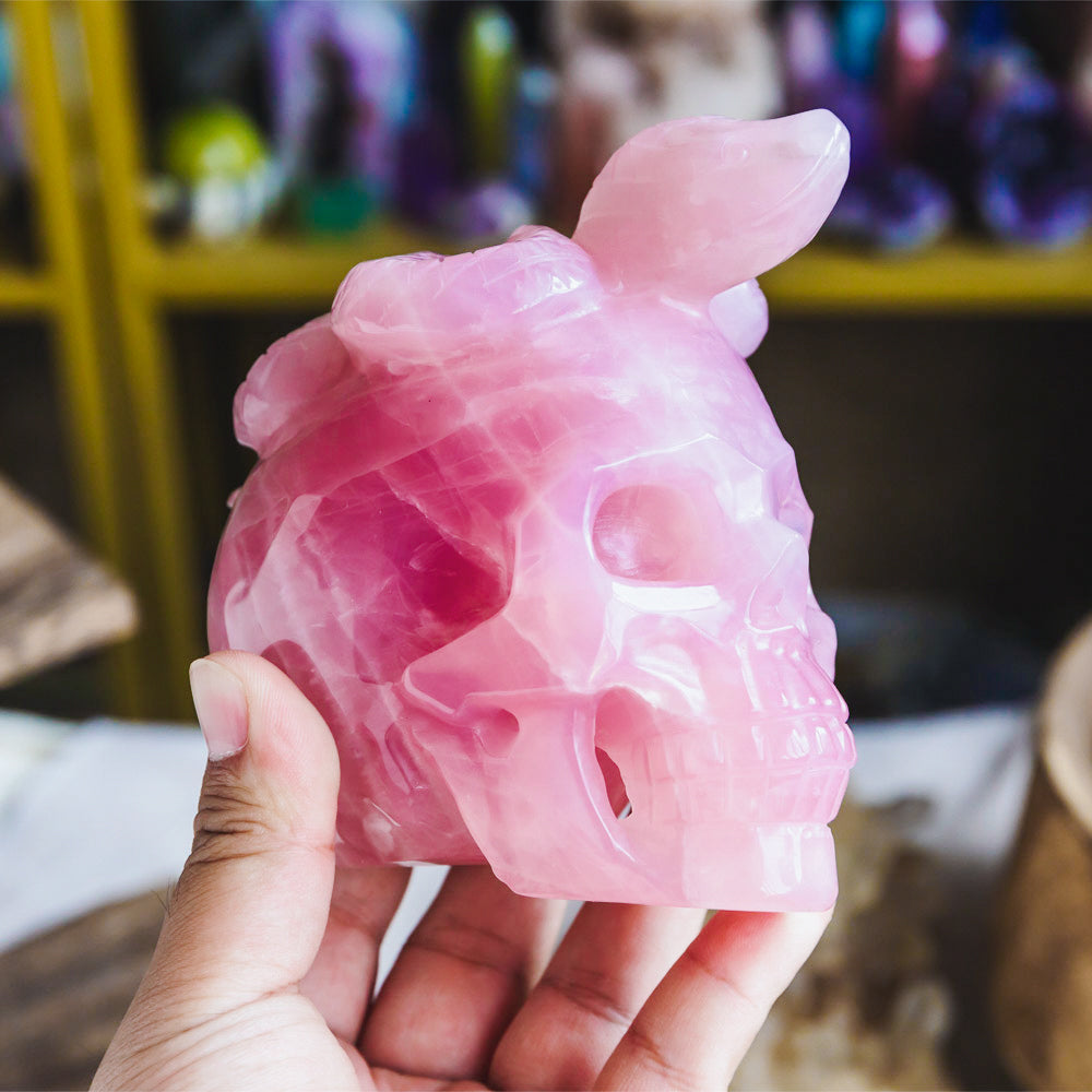 Reikistal Rose Quartz Skull With Snake