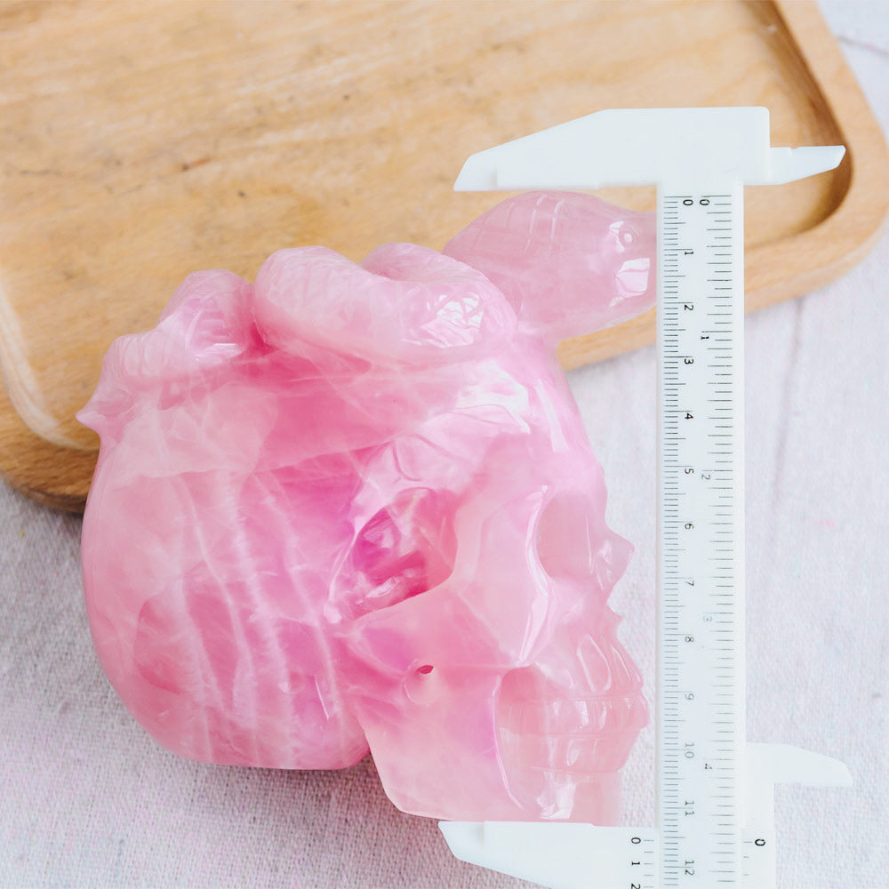 Reikistal Rose Quartz Skull With Snake