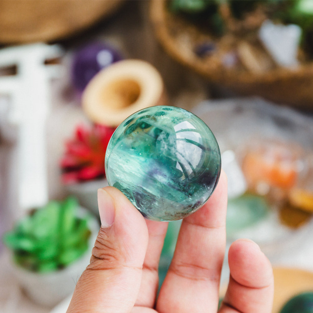 Reikistal Rainbow Fluorite Sphere